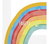 Procos 90592 - Lot de 20 Serviettes de fête Arc-en-Ciel - 33 x 33 cm - pour Anniversaire d'enfant - Décoration de Table - Blanc