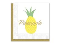 Procos 90598 Ananas Lot de 20 Serviettes Or Blanc Jaune