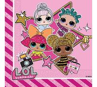 Procos 90859 Serviettes L.O.L. 33x33cm - 20 Pièces, 1 Packung, Rose, Taille unique