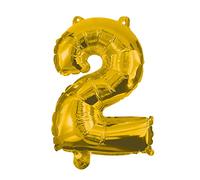 Procos 91186 - Ballon en Aluminium Chiffre 2, Ballon à hélium, Ballon d'anniversaire, décoration, Cadeau