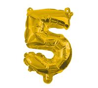 Procos 91189 - Ballon en Aluminium Chiffre 5, Ballon à l'hélium, Ballon d'anniversaire, décoration, Cadeau