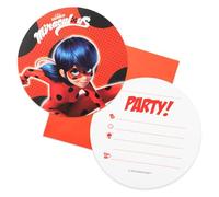 Procos Invitations & enveloppes 91351 Miraculous Ladybug, 6 de chaque, Anniversaire enfant