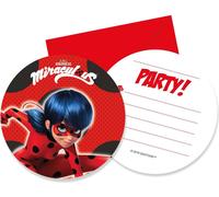 Procos 91351 - Invitations & enveloppes, 6 de chaque, Miraculous Ladybug, Anniversaire d'enfant