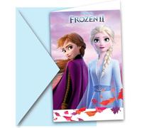 Procos 91821 - Invitations Frozen 2, 6 pièces avec enveloppe, taille 14,5 x 9,5 cm, anniversaire d'enfant, fête à thème, carnaval