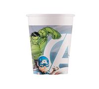 Procos 91904 - Gobelets Marvel Avengers Fight, 200 ML, compostables, 8 pièces, décoration de Table Super héros, Anniversaire d'enfant, fête à thème