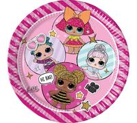Procos 93434 - Assiette de fête LOL, taille 23 cm, 8 pièces, assiettes jetables en papier, anniversaire d'enfant, vaisselle de fête, Mix