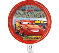 Procos 93437 - Assiette de fête Cars 3, taille 23 cm, 8 pièces, assiette jetable en papier, anniversaire d'enfant, vaisselle de fête, Mix