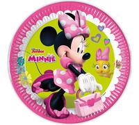 Procos 93439 - Assiette de fête Minnie Happy Helpers, 8 pièces, taille 23 cm, en papier Mix, vaisselle de fête, anniversaire d'enfant, fête à thème