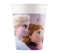 Procos 93465 - Tasses de fête Frozen 2, capacité max. 200 ml, 8 pièces, gobelets jetables en papier, anniversaire d'enfant, vaisselle de fête, Mix