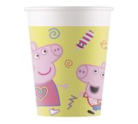 Procos 93471 - Gobelets de fête Peppa Wutz, capacité max. 200 ml, 8 pièces, gobelets jetables en papier, anniversaire d'enfant, vaisselle de fête, Mix