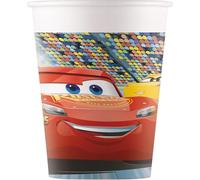 Procos 93472 - Gobelets de fête Cars 3, capacité max. 200 ml, 8 pièces, gobelets jetables en papier, anniversaire d'enfant, vaisselle de fête, Mix