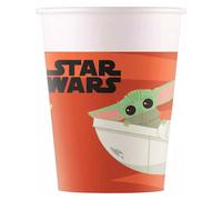 Procos 93481 - Gobelets de fête Star Wars Mandalorian, capacité max. 200 ml, 8 pièces, gobelets jetables en papier, anniversaire d'enfant, vaisselle de fête, Mix