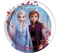 Procos 93484 - Assiette de fête Frozen 2, taille 20 cm, 8 pièces, assiettes jetables en papier, anniversaire d'enfant, vaisselle de fête, Mix