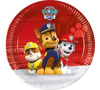 Procos 93487 - Assiettes de fête Paw Patrol Ready for Action, taille 20 cm, 8 pièces, assiettes jetables en papier, anniversaire d'enfant, vaisselle de fête, Mix