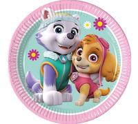Procos 93492 - Assiettes de fête Paw Patrol Skye et Everest, taille 20 cm, 8 pièces, assiettes jetables en papier, anniversaire d'enfant, vaisselle de fête, Mix
