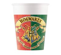 Procos 93506 - Gobelets de fête Harry Potter, capacité max. 200 ml, 8 pièces, gobelets jetables en papier, anniversaire d'enfant, vaisselle de fête, Mix
