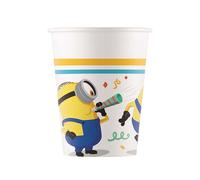 Procos 93512 - Gobelets Minions Rise Of Gru, capacité max. 200 ml, 8 pièces, gobelets jetables en papier, anniversaire d'enfant, vaisselle de fête, Mix