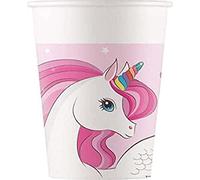 Procos 93759 Lot de 8 gobelets jetables en carton Motif licorne arc-en-ciel 200 ml