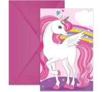 Procos 93766 - Invitations Unicorn Rainbow Colors, Mix, 6 pièces avec enveloppe, anniversaire, fête à thème