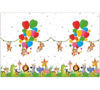 Procos 93783 - Nappe Jungle Balloons, dimensions 120 x 180 cm, plastique, essuyable, anniversaire, fête à thème, jungle ballons