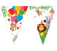 Procos 93785 - Bannière drapeau Jungle Balloons, Mix, décoration à suspendre, guirlande, anniversaire, fête à thème, jungle, ballons