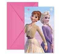 Procos 94057 Lot de 6 invitations La Reine des Neiges 2 Wind Spirit, FSC® Mix, avec enveloppe, pour anniversaire, fête à thème