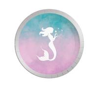 Procos - Assiette de fête "Elegant Mermaid", papier pack de 8 SG29366 (taille unique) (Bleu/Rose/Argent)