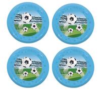 Procos - Assiette football en plastique, 4 pièces, réutilisable, vaisselle de fête pour anniversaire ou fête à thème