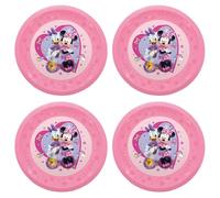 Procos - Assiette Minnie Mouse Junior plastique, 4 pièces, réutilisable, vaisselle de fête pour anniversaire ou fête à thème, Mickey