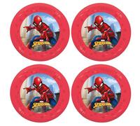 Procos - Assiette Spiderman en plastique, 4 pièces, réutilisable, vaisselle de fête pour anniversaire ou fête à thème, super-héros