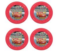 Procos - Assiettes Cars, plastique, 4 pièces, réutilisables, vaisselle de fête pour anniversaire ou fête à thème, voitures et véhicules