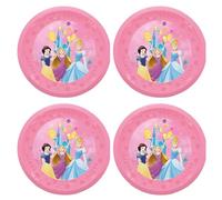 Procos - Assiettes Disney Princess, plastique, 4 pièces, réutilisables, vaisselle de fête pour anniversaire ou fête à thème, princesse