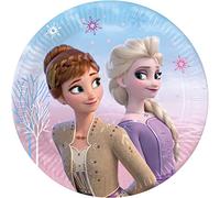 Procos - Assiettes en carton FSC Disney Frozen II Wind Spirit (Ø20 cm), 8 pièces 16-21 cm, bleu clair, violet, rose, 95042