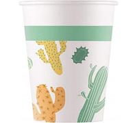 Procos - Cactus - Gobelets de fête, papier pack de 8 SG28998 (taille unique) (Blanc/Vert/Jaune)