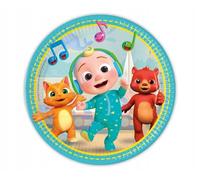 Procos - CoComelon 93454 Assiettes en carton FSC (Ø 23 cm), 8 pièces 22-24 cm, multicolores, 93454