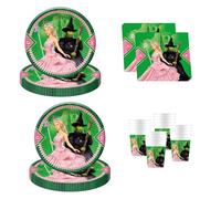 Procos - Décoration d'anniversaire Wicked, 52 pièces, assiettes en carton, gobelets et serviettes pour anniversaire d'enfant, vaisselle de fête