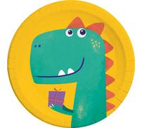 Procos - Dinosaures - Assiette de fête "Roar", papier pack de 8 SG30061 (taille unique) (Jaune/Pétrole/Orange)
