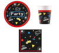 Procos DY10273854 - Gaming Party Set Small, Assiettes, serviettes et gobelets, Décoration de table, Décoration d'anniversaire
