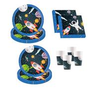 Procos DY10273856 - Rocket Space Party Set Small, assiettes, serviettes et gobelets, décoration de table, décoration d'anniversaire