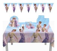 Procos DY10273863 - Grand ensemble de fête Frozen II Wind Spirit, assiettes, serviettes, tasses, nappe, sacs, bannière, décoration de table, décoration d'anniversaire