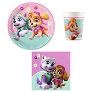 Procos DY10273867 - Paw Patrol Skye & Everest Party Set Small, assiettes, gobelets et serviettes, décoration de table, décoration d'anniversaire