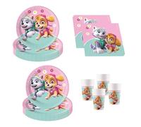 Procos DY10273867 - Paw Patrol Skye & Everest Party Set Small, assiettes, gobelets et serviettes, décoration de table, décoration d'anniversaire