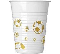 Procos - Football - Gobelets de fête, plastique pack de 8 SG28997 (taille unique) (Or/Blanc)