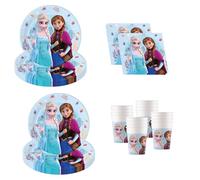 Procos - Frozen Idyllic Wonder Décoration d'anniversaire, 52 pièces, assiettes en carton, gobelets et serviettes pour anniversaire d'enfant, vaisselle de fête