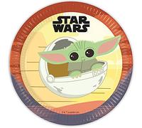 Procos Star Wars 93446 Lot de 8 assiettes en papier jetables pour fête d'anniversaire d'enfant Motif mandalorien certifié FSC Taille 23 cm