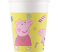 Procos 93471 - Gobelets de fête Peppa Wutz, capacité max. 200 ml, 8 pièces, gobelets jetables en papier, anniversaire d'enfant, vaisselle de fête, Mix