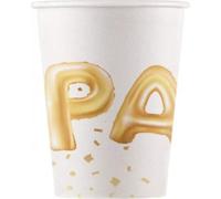 Procos - Gobelets de fête, papier pack de 8 SG28995 (taille unique) (blanc/or)
