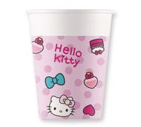 Procos - Gobelets en papier FSC Hello Kitty Fashion Stylish (200 ml), 8 pièces, rose, 94700