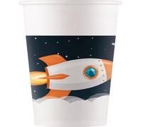 Procos - Gobelets "Featuring An Astronaut" pack de 8 - Papier SG29086 (taille unique) (Blanc/Noir)
