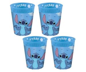 Procos - Gobelets Stitch and Angel en plastique, 4 pièces, réutilisables, vaisselle de fête pour anniversaire ou fête à thème
